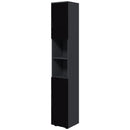 Mobile a Colonna per Bagno 30x30x183 cm in Truciolato Nero e Grigio
