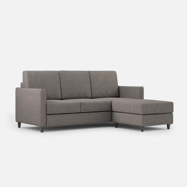 acquista Divano 3 Posti con Pouf 198x155x85 cm Karay in Tessuto Grigio