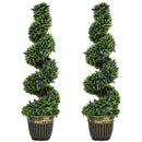 Set 2 Piante Atificiali di Bosso a Spirale Resistente UV con Lavanda  Alte 115 cm Verde e Blu      