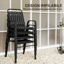 Set 4 Sedie da Giardino 56x66x91 cm Impilabili in Acciaio e PP Nero      
