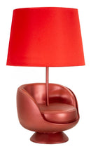 Lampada da Comodino Midcentury Rossa Ø26x43 cm in Resina e Ferro e Tessuto Rosso      