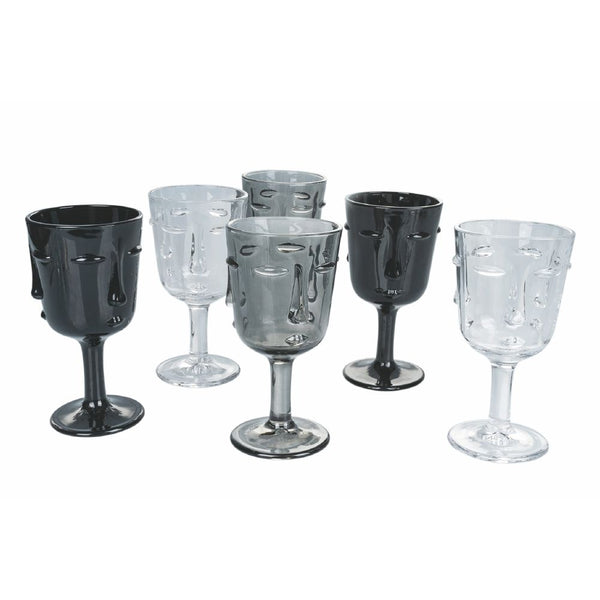 online Set 6 Calici Vis à Vis Stones in Vetro VdE Tivoli 1996 Nero Grigio Trasparente