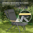 Sedia da Campeggio Pieghevole 74x59,5x98 cm in Alluminio e Poliestere Grigio e Argento