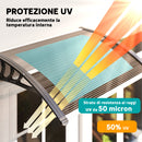 Pensilina da Esterni Impermeabile e Anti-UV 75x120x23 cm in PC PP e Alluminio Marrone e Nero      