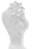 Vaso Young Lady 10,5x10x24,7 cm in Porcellana Bianco e Oro      