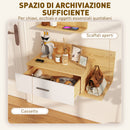 Set Mobili da Ingresso con Specchio Mensola e Mobiletto a Parete in Legno e Vetro Naturale      