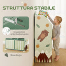 Scaffale Portagiochi per Bambini 62,5x30x91,5 cm con 2 Contenitori Rimovibili in Tessuto e Ripiani in Legno FSC Verde      