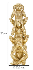 Decorazione Scimmie Tower Ø10,5x30 in Resina Oro          