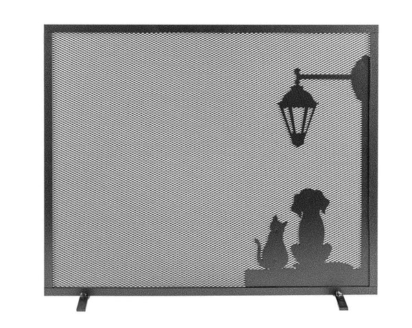 Parascintille per Camino 1 Anta 60x51cm in Ferro Verniciato Grigio Martellato acquista