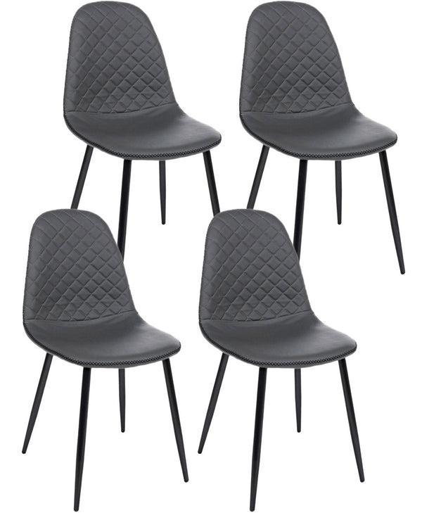 prezzo Set 4 Sedie 45x54x87 cm Amanda in Ecopelle Grigio