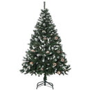 Albero di Natale Artificiale Innevato 150 cm 676 Rami con Pigne Apertura Automatica Verde