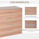 Cassettiera con 4 Cassetti in Legno 72x33.5x67 cm 