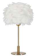 Lampada da Tavolo Ball Feather Ø30x50 cm in Ferro e Plastica Oro e Bianco      