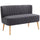 Divano 2 Posti 117x56,5x77 cm Senza Braccioli con Gambe in Legno in Tessuto Effetto Lino Grigio Scuro