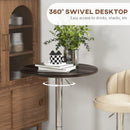 Tavolo Alto da Bar con Altezza Regolabile Piano Girevole e Base Ø60x69-91 cm in Acciaio Marrone