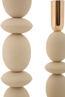 Porta Candele Shuttle Crema Set 2 Pz Ø10x33,5 cm - Ø10x25 cm in Ferro Crema e Oro      