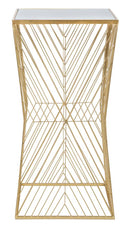 Tavolino Soggiorno Lines 4 50x50x100 cm in Ferro e Specchio Oro      