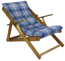 Poltrona Relax 3 Posizioni in Legno con Cuscino Imbottito Blu