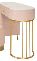 Toeletta Sharon Rosa con Puff 120x40x75 cm in Pino e MDF e Metallo e Plastica      