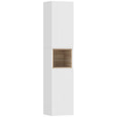Mobile da Bagno 30x24x140 cm a 2 Ante con Spazio Aperto e Ripiani Regolabili in Legno Bianco      