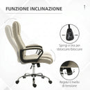 Sedia da Ufficio Ergonomica 62x76x110-119A cm Inclinabile Girevole con Poggiatesta in Tessuto Effetto Lino Beige      