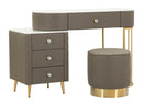 Toeletta Sharon Grigia con Puff 120x40x75 cm in Pino e MDF e Metallo e Plastica      