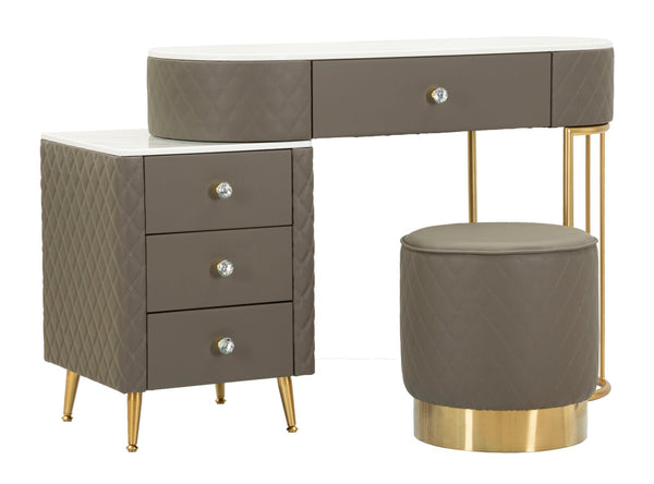 Toeletta Sharon Grigia con Puff 120x40x75 cm in Pino e MDF e Metallo e Plastica prezzo