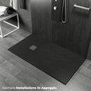 Piatto Doccia in Pietra  Pedrinelli Ardesia Stone Side Grigio Antracite Varie Misure