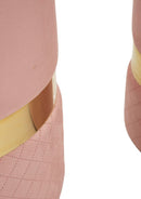 Puff con Contenitore Sheffild Rosa Set 2 Pz Ø37x42 cm - Ø28x35 cm in Ferro e MDF e Spugna e Poliestere Rosa e Oro      