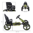 Go Kart a Pedali per Bambini Sedile Regolabile e Freno a Mano Verde  