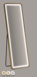 Specchio da Terra LED Simple Rett, 50x3x160 cm in Alluminio e Specchio Oro      