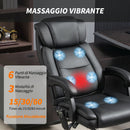 Sedia da Ufficio Massaggiante e Riscaldata, Reclinabile in Pelle PU, con Telecomando e Poggiapiedi, Nero      