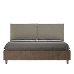 Letto Matrimoniale con Alzata Comoda Struttura Noce con Cuscini in Similpelle Antea Cappuccino Varie Misure