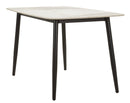 Tavolo da Pranzo Josh 138x78x76 cm in Metallo e Ceramica Nero e Bianco      