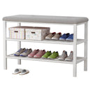 Panca da Ingresso Scarpiera 80x30x50 cm in Metallo e Tessuto Domus Bianco/Grigio