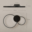 Plafoniera LED Moderna a 3 Anelli 59x8x7,4 cm Potenza 40W in Alluminio e Acrilico Nero  