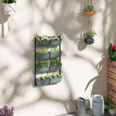 Orto Verticale da Parete a 4 Livelli 52x14x90 cm con 8 Vasi in Acciaio e Plastica Verde Scuro e Nero      