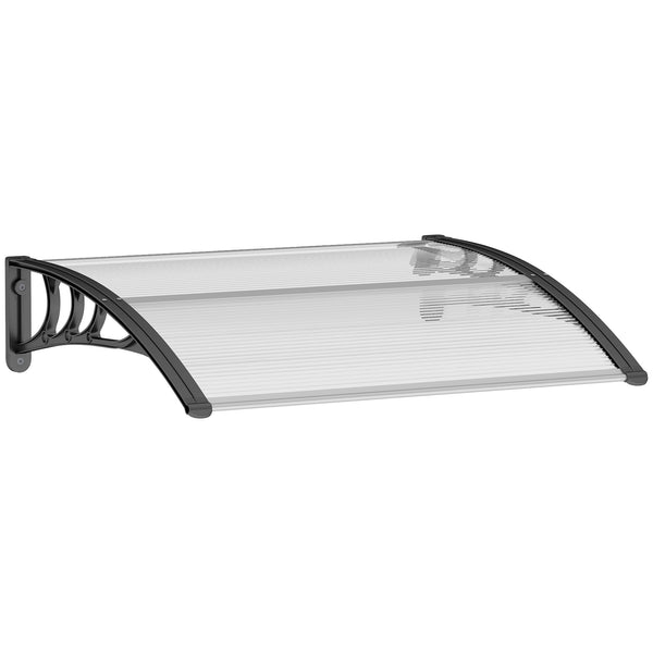 Pensilina da Esterni Impermeabile e Anti-UV 75x100x23 cm in PC PP e Alluminio Trasparente e Nero prezzo