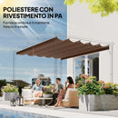 Telo per Pergola 250x255 cm con 10 Fori di Drenaggio in Poliestere Caffè      