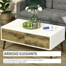 Tavolino Basso 4 Cassetti 100x53,5x45 cm in Truciolare e Legno di Faggio Bianco