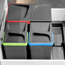 Base 2 Posti per Pattumiera Differenziata per Cassetti Cucina 60 cm in Plastica Emuca Grigio