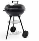 Barbecue Carbone Rotondo Ø44 cm con Ruote e Vassoio Griglia in Acciaio Nero e Argento      