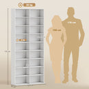 Ripiani per CD e DVD 78,5x24x175 cm con 18 scomparti Capacità  640 CD-360 DVD-430 Blu-ray in Legno Bianco      