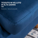 Poltrona da Salotto 67x65x77 cm con Imbottitura Spessa Gambe in Legno e Braccioli in Velluto Blu      