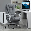 Poltrona da Ufficio 67x79x111-121 cm con Telecomando e 6 Punti di Massaggio in Tessuto Misto Velluto e Lino Grigio      