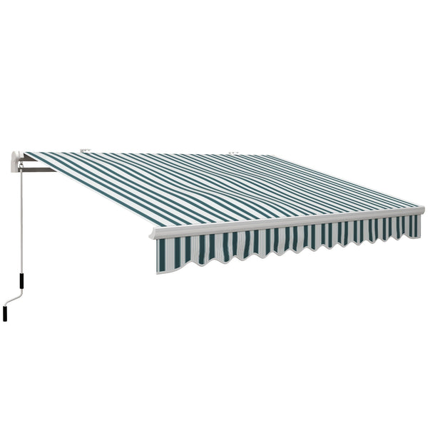 Tenda da Sole a Bracci 395x245 cm Avvolgibile a Manovella Verde e Bianco acquista