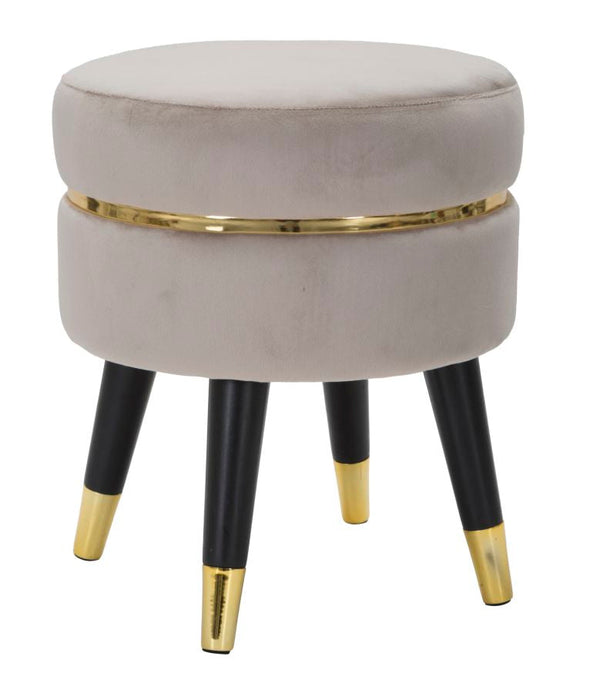Sgabello Paris Ø35x40,5 cm in Legno Spugna Metallo e Poliestere Grigio Nero e Oro acquista