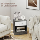 Comodino con Cassetto e Ripiano Aperto 39x28x41 cm in Legno Bianco e Grigio Scuro   