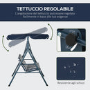 Dondolo da Giardino 3 Posti 172x110x153 cm con Tetto Parasole in Acciaio e Poliestere Bianco e Blu  