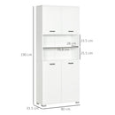 Mobile Bagno 4 ante 2 Ripiani 80x33,5x190 cm in Truciolato Bianco